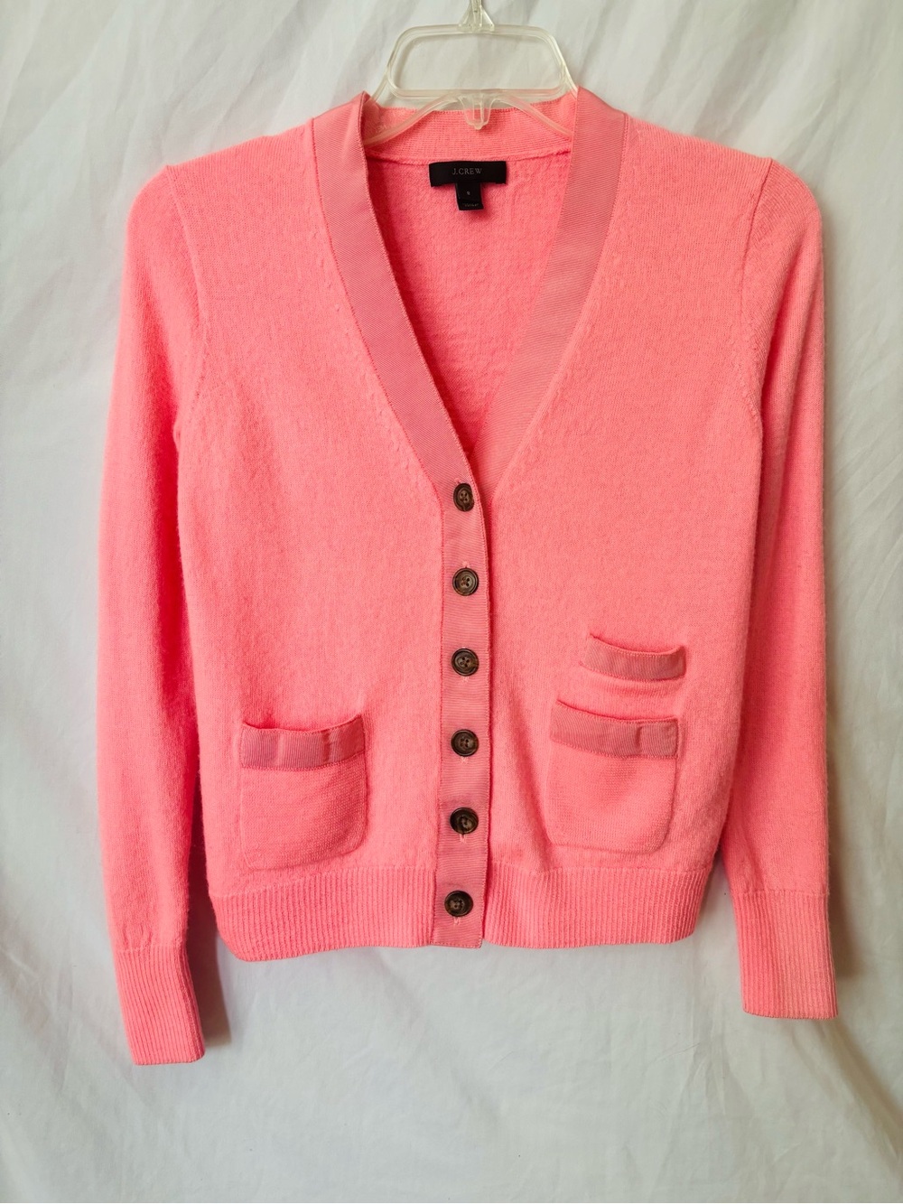 J.Crew 100% Merino Wool Pink Cardigan Button Front Size S